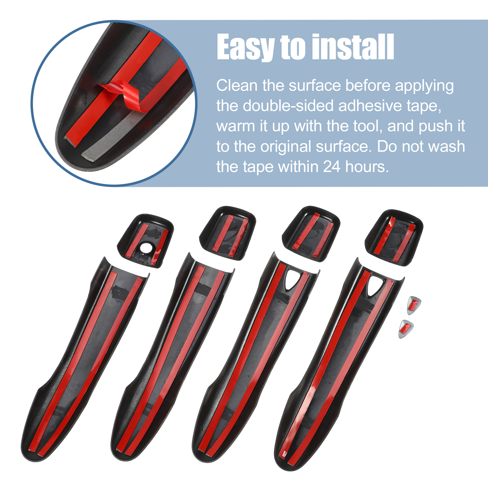 Unique Bargains Automotive Door Handle Cover Trim for Nissan Rogue 2014-2019 Matte Black