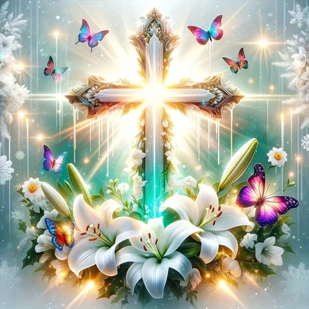 Cross Diamond Art Kits for Adults,Christ Religious Cross Diamond Painting Kits for Beginners,DIY Full Drill Diamond Dots Gem Art and Crafts Home Wall Decor 12x12 inch