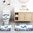 thumbnail image 4 of 4 Pieces Flower and Butterfly Shower Curtain Sets with Rugs, Romantic Blue Butterfly Shower Curtain, 4 of 7
