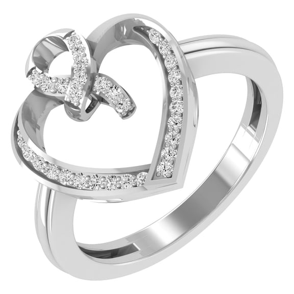 ARAIYA FINE JEWELRY Sterling Silver Round-Shape Lab Grown Diamond Heart Engagement Ring (1/6 Cttw, D-F Color, VS1 Clarity) Size 5