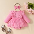 thumbnail image 4 of Wdgfv Baby Girl Boho Romper Dress Linen Jumpsuit Lace Ruffle Photoshoot Outfit Summer Wedding Christening Clothes Pink 12-18 Months, 4 of 9