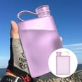 thumbnail image 1 of Botella de agua plana portátil, lindo frasco de viaje, Taza de viaje de plástico esmerilado, contenedor de agua, hervidor de agua, botella de agua (rosa), 1 of 5