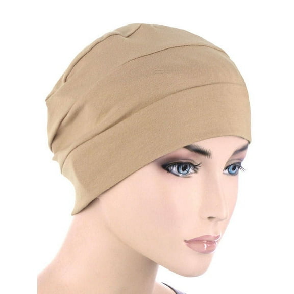 3-Seam Chemo Cloche Cap in Beige