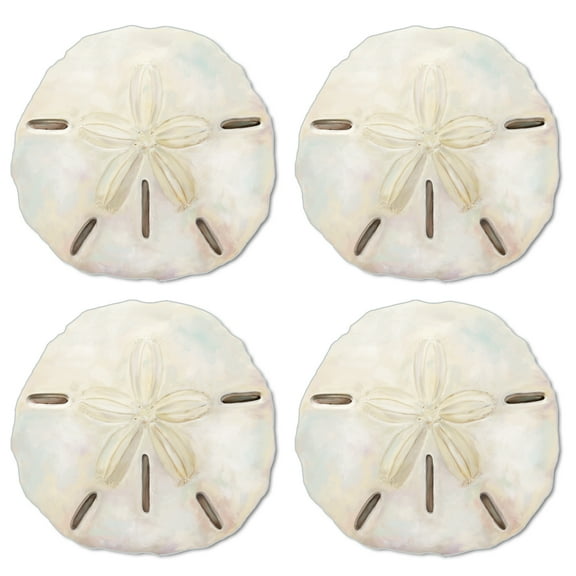 CounterArt Sand Dollar Shaped Reversible Easy Care Flexible Tabletop Placemat 4 Pack