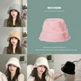 thumbnail image 3 of 1 Pcs Winter Faux Fur Bucket Hat,22.0-22.8Inch Thicken Warm Fisherman Cap Fuzzy Hat,Plush Fleece Headwear Sun Hat for Women Pink, 3 of 6