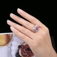thumbnail image 2 of Jewelrypalace Apple Heart Created Ruby Hollow Rings for Women, 14K Rose Gold Plated 925 Sterling Silver Ring for Her, Gemstone Jewelry Sets Promise Rings 7, 2 of 6