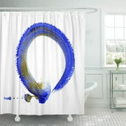 CYNLON Zenga Blue Enso Zen Painting Nature Zazen Bathroom Decor Bath Shower Curtain 60x72 inch