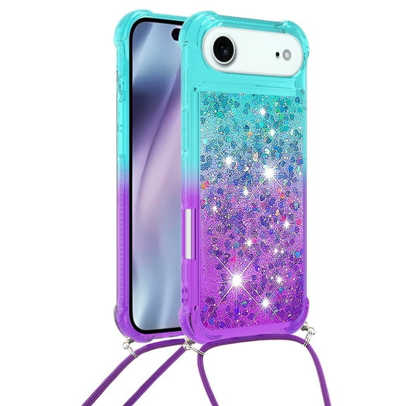 GY-MCKK for iPhone 17 Air Case Girls Women Cute Glitter Soft TPU Phone Case with Strap Lanyard Shockproof Protective Cover-B1