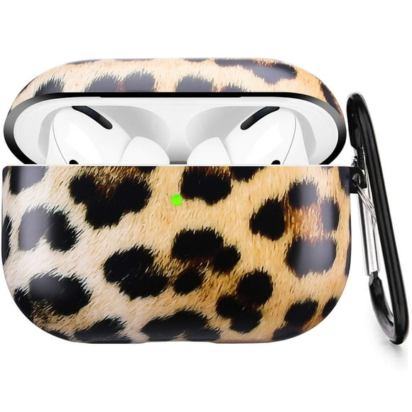 Leopard Airpods Pro Case - YOMPLOW Protective Hard Case Cover Skin Portable & Shockproof Women Girls with Keychain for Apple Airpods Pro Charging Case - Leopard