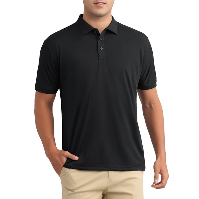 CAMISETAS POLO PARA HOMBRE INSPIRE CHIC DE MANGA CORTA LIGERAS, AJUSTE REGULAR, CASUAL, DE NEGOCIOS, CAMISA DE GOLF SÓLIDA 2XL NEGRA