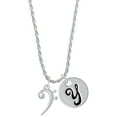 thumbnail image 1 of Delight Jewelry Silvertone Bass Clef Silvertone Script Initial Disc - Y - Charm Necklace, 20"+3", 1 of 4