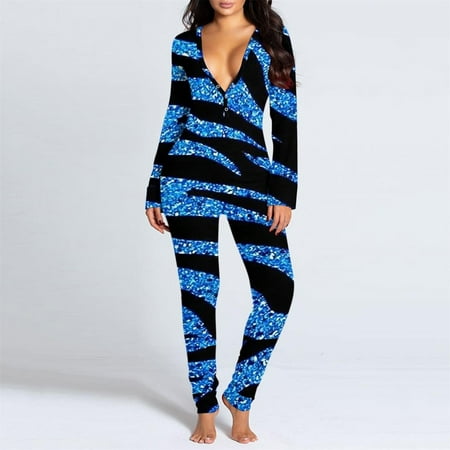 

SBYOJLPB Pant Clearance Womens Onesie Flap Pajamas Print Sexy Butt Flap Sleepwear Cute Button Collar Rompers Nightwear Jumpsuit Sizes Xxl