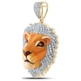 thumbnail image 2 of Diamond Queen 10kt Yellow Gold Mens Round Diamond Lion Face Animal Charm Pendant 1 Cttw, 2 of 2