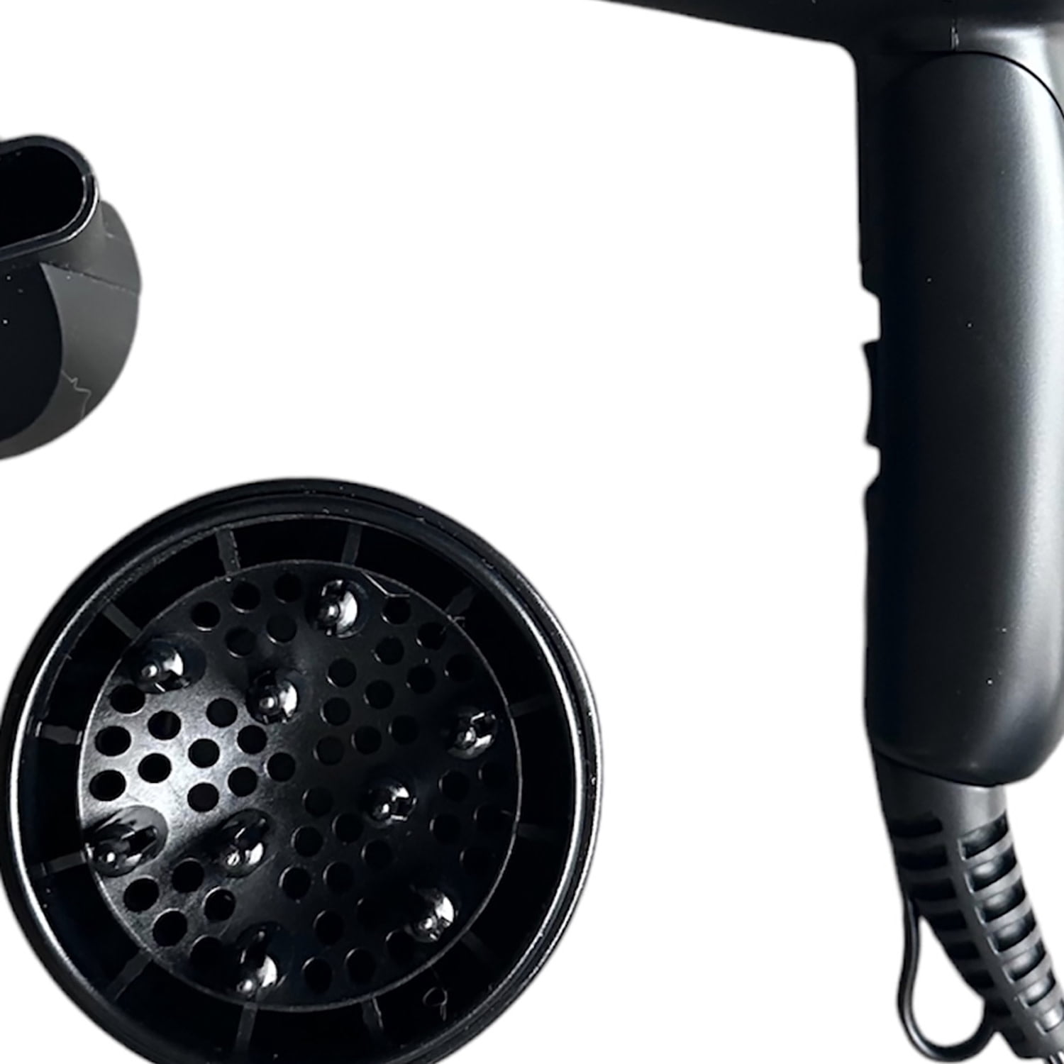 Jose Eber: Ultra Mini Hair Dryer - Black - 5.5x5.9" Foldable For Travel, Lightweight Design, Styling Nozzle, Tool For All Hair Types, 1200 Watts