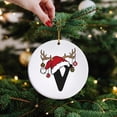 thumbnail image 5 of Black 26 Letter Christmas Tree Hanging Pendant with Reindeer Antler Decorative Balls Santa Hat 3.15" White Acrylic Discs Alphabet Keepsake for Holiday Xmas Winter Decor, 5 of 9