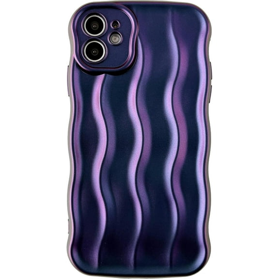 for iPhone 11 Case,Water Ripple Pattern Curly Wave Frame Soft Compatible with iPhone Case (Purple,iPhone 11)