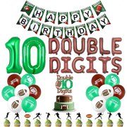 Digits Birthday Birthday Decorations Banner Football 10th Double Peace Out Single Digits Cupcake Cake Toppers for Touchdown Football Sports Party Supplies