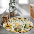 thumbnail image 4 of Spring Gnomes Round Area Rugs Collection 4', Retro Botanical Flowers Leaves Butterfly Non Slip Indoor Circular Throw Runner Rug Floor Mat Carpet for Living Room Dining Table Bedroom Nursery, 4 of 9
