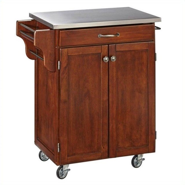 Homestyles Cuisine Cart Wood Kitchen Cart in Brown