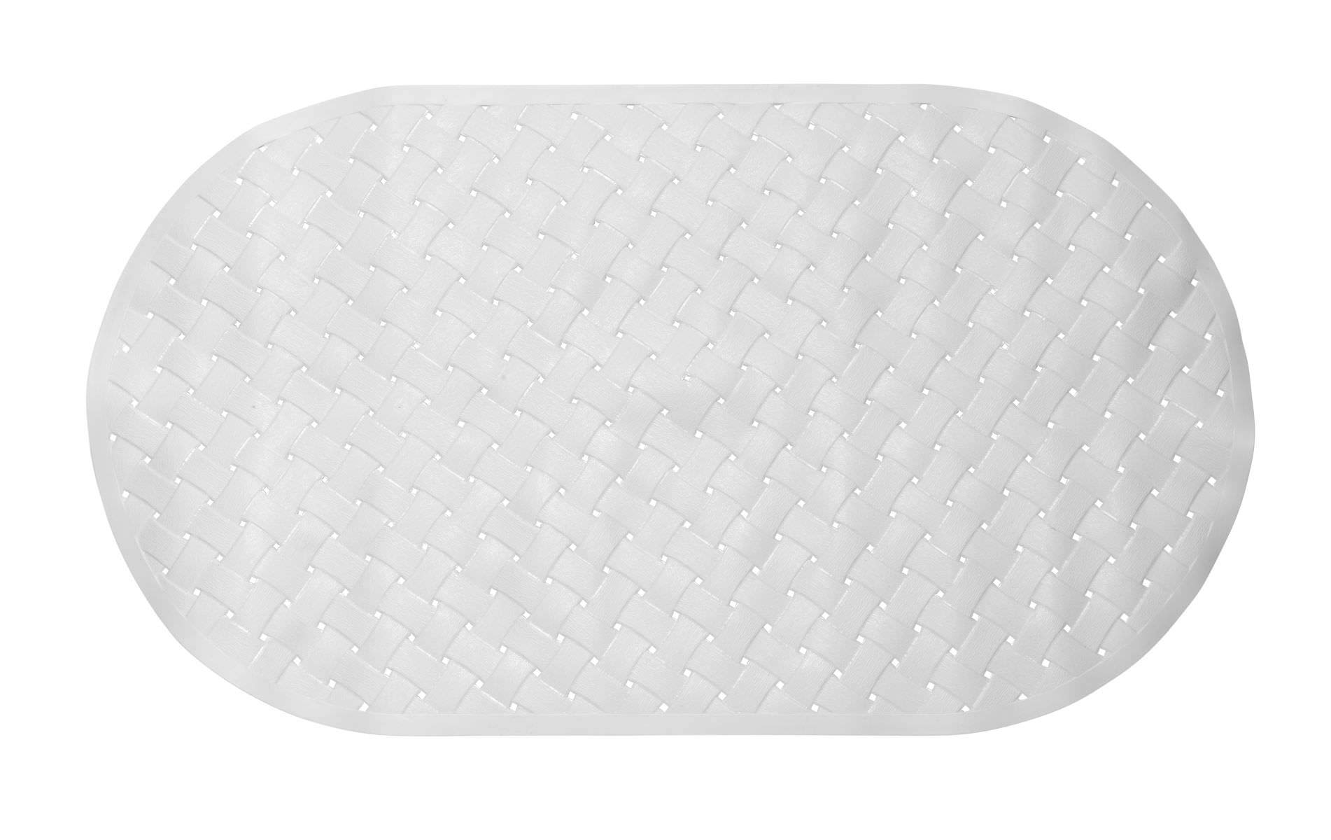 Ben & Jonah Weave Look Vinyl Bath Tub Mat, Size 15"X27" in White Splash