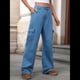 thumbnail image 4 of Pantalones Vaqueros Holgados para Mujer, Elásticos, Sueltos, de Cintura Alta y Pierna , Estilo Años 90, Y2K Azul Vaquero M, 4 of 10