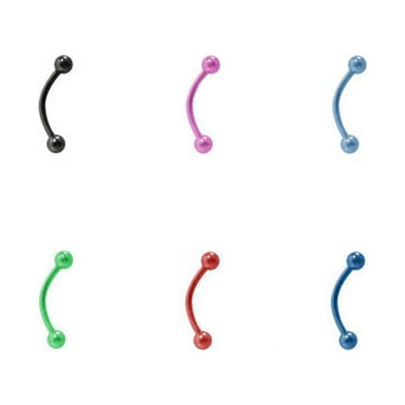 Eyebrow Ring 16G Anodized Titanium Curved Barbell Piercing 8MM Cartilage Tragus