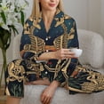 thumbnail image 6 of Balery Romantic Skeletons Under Moon Pattern Pajama Sets for Women Long Sleeve 2 Piece Sleepwear Loungewear Sets Soft PJ's with Pockets Long Sleeve Comfy Pj Sets-Large, 6 of 7