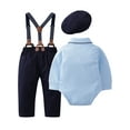 thumbnail image 2 of ZOEREA Baby Boy Clothes Infant Gentleman Outfits Suit,Dress Shirt + Suspender Pants + Bowtie + Beret Hat Wedding 0-18M, 2 of 17