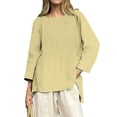 thumbnail image 4 of WZXFASHION T-Shirts Décontractés à Manches 3/4 pour Femmes, Col Rond, Coton, 50 % de Réduction, Liquidation, 4 of 4