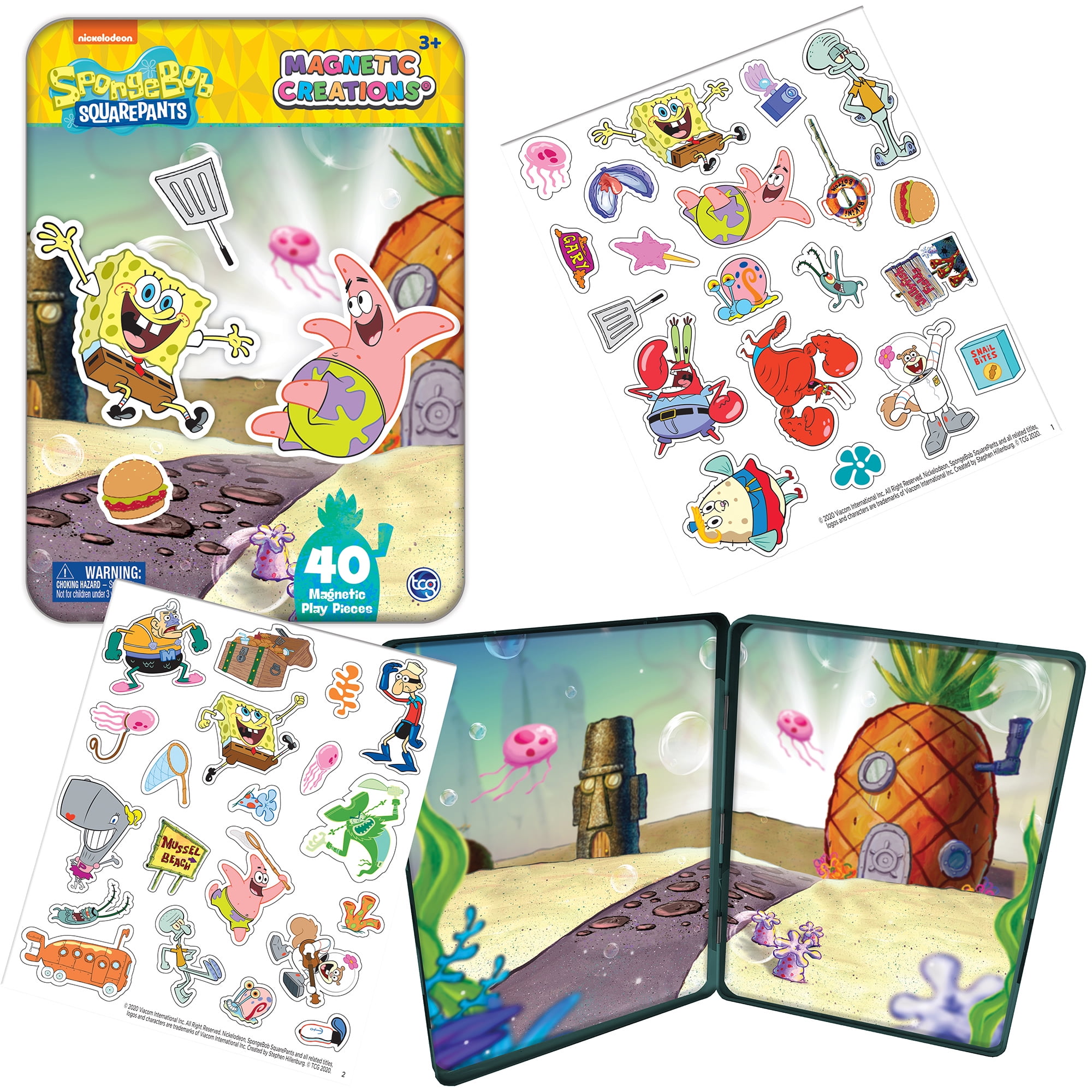 Magnetic Creations Tin: Spongebob - Creative Storytelling Playset, 40 Pop-Out Magnets, Beautiful Play Scene, Mix & Play Toy, Kids-Toddlers Ages 3+