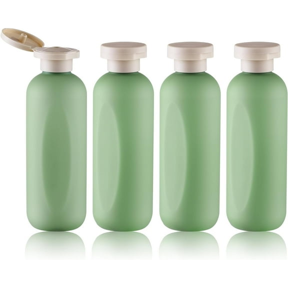6.7oz Travel Shampoo Bottle, Empty Plastic Squeeze Bottles with Flip Cap, 4PCS Lotion Container for Toiletries (200ml, Green)