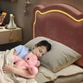 thumbnail image 5 of Twin Upholstered Smart LED Bed Frame with Adjustable Bear Headboard, Velvet Princess Platform, Pink, 5 of 8