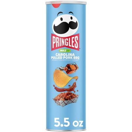 Pringles Carolina Pulled Pork BBQ Potato Crisps Chips, Lunch Snacks, 5.5 oz Canister