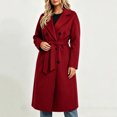 thumbnail image 6 of Enjoytime Trench Coat Women Lapel Double Breasted Long Overcoat with Belt Long Sleeve Trendy Casual Fashion Fall Winter Outerwear, 6 of 7