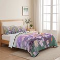 thumbnail image 5 of Full Quilt Set 78''x90'', Teal Spring Floral Lightweight Bedspread Coverlet Set with 2 Pillow Shams, Modern Oil Painted Daisy Botanical Breathable All Season Quilt Bedding for Bedroom/Guest Room, 5 of 9