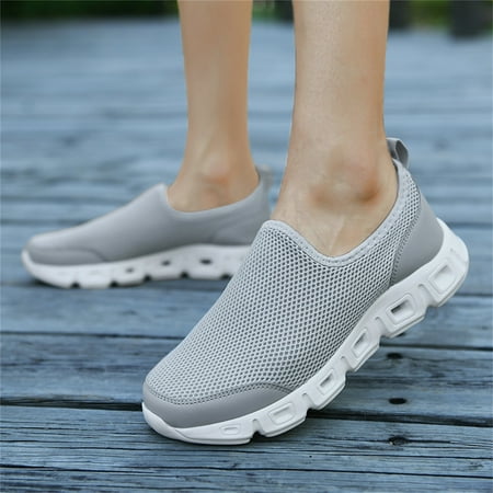

NECHOLOGY Chunky Sneakers for Women Size 12 Ladies Solid Color Mesh Breathable Slip On Slip on Womens Sneakers Size 9 Grey 9
