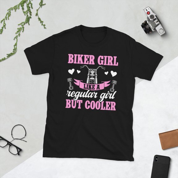 TOKAIPlus Female Biker Shirt Biker Girl s Biker Women Woman Biker Motorcycle Rider Girl Motorcycle Rider Women Unisex T-Shirt