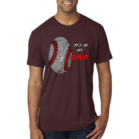 Wild Bobby, Baseball Fingerprint It's In My DNA, Sports, Men Premium Tri Blend Tee, Cardinal, Small