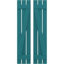 Ekena Millwork 11 1/2"W x 67"H Americraft Three Board (2 Batten) Exterior Real Wood Spaced Board-n-Batten Shutters w/ Z-Bar (Per Pair), Antigua