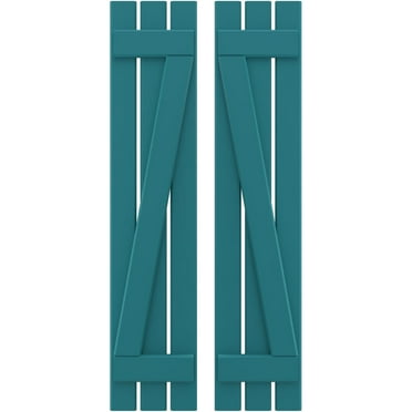 Ekena Millwork 11 1/2"W x 67"H Americraft Three Board (2 Batten) Exterior Real Wood Spaced Board-n-Batten Shutters w/ Z-Bar (Per Pair), Antigua