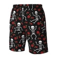 thumbnail image 4 of Disketp Men's Swim Trunks Hawaiian Breathable Surf Beach Swimsuits Mesh Lining Beach Shorts with Pockets-Skeleton with Roses, 4 of 7