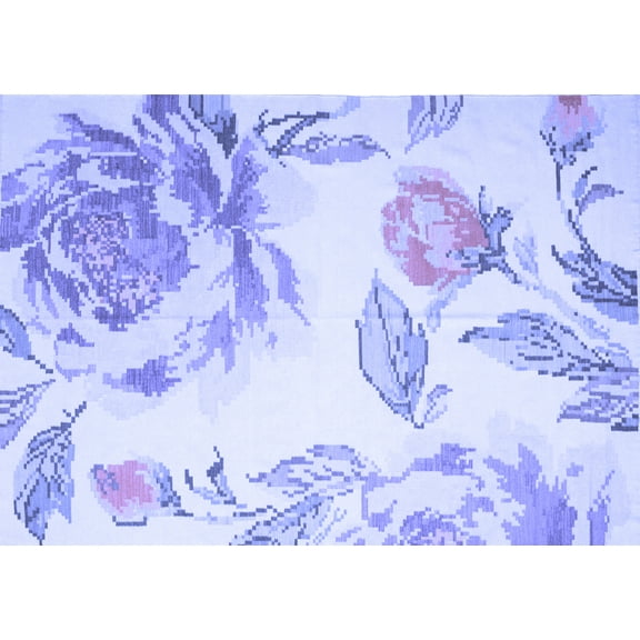Ahgly Company Indoor Rectangle Botanical Blue Coastal Area Rugs, 5' x 7'