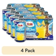 (4 pack) Dole All Natural 100% Pineapple Juice Can, 6 fl oz (6 Count)