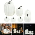 thumbnail image 1 of Artificial Pumpkins 7PCS White Fake Foam Pumpkins Assorted Sizes Fall Harvest Thanksgiving Halloween Seasonal Tabletop Shelf Desktop Home Decoration Display Set, 1 of 5