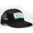 thumbnail image 6 of Chicago Flag Hat Men and Women – Snapback Trucker Baseball Cap by International Tie (All Black), 6 of 6