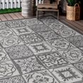 thumbnail image 2 of 7 ft. 7-inch x 10 ft. 10-inch Weylon Tile Grey Indoor Outdoor Area Rug, 2 of 7