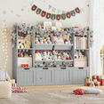 thumbnail image 6 of Hiphuta 3-tier 55"in Large Kids Bookcase with Toy Storage Organizer, Wood Toy Organizer of 6 Boxes & 4 Removable Drawers, Gray, 6 of 8