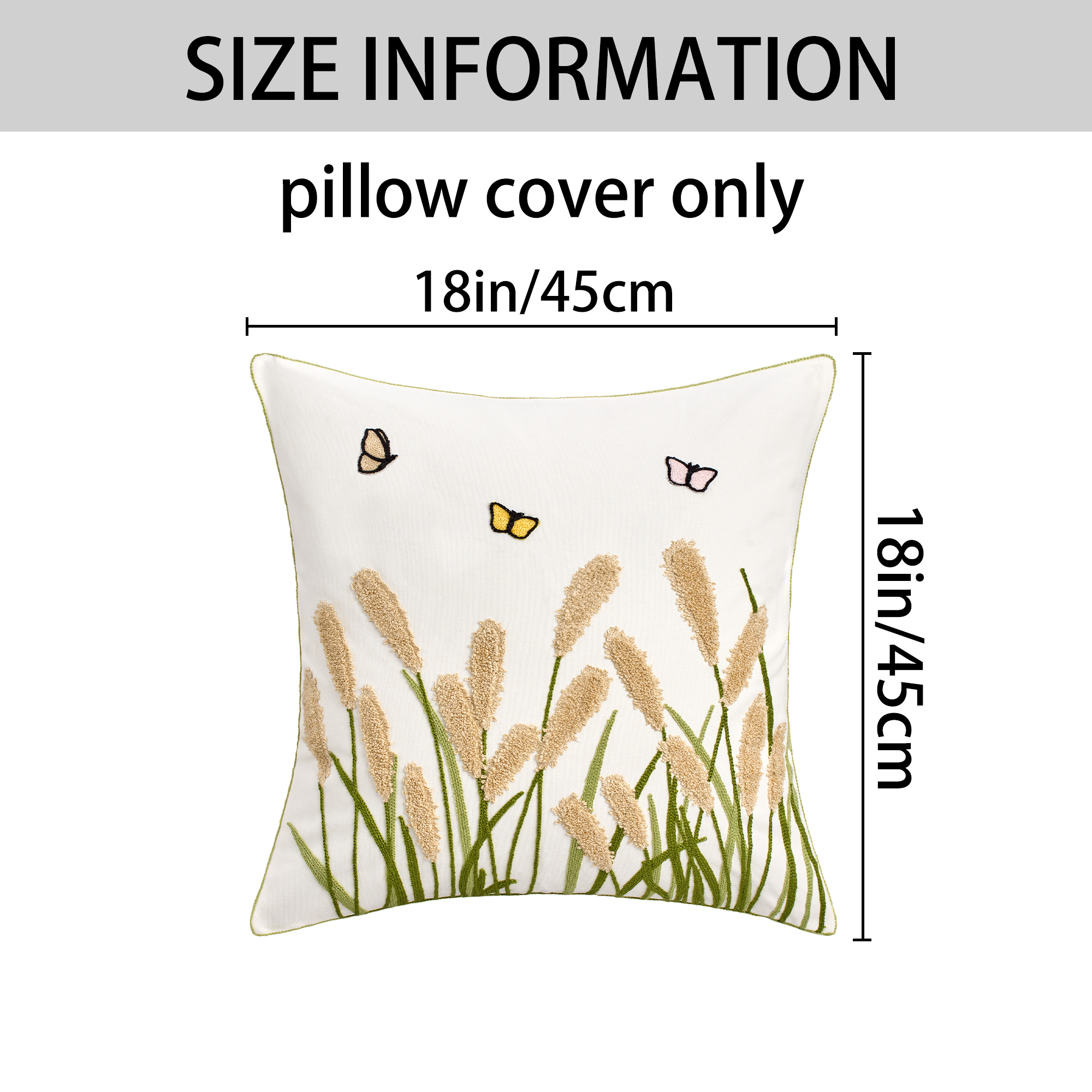 Unique Bargains Cotton Boho Plant Embroidery Soft Square Throw Pillow Covers Brown