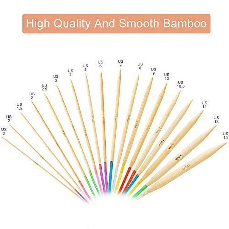 18 Pairs Circular Knitting Needles Set, Vancens Premium Bamboo Knitting Needles with Colorful Plastic Tube, 5 Kind of Tools for Weave Are Included, 18