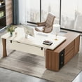 thumbnail image 3 of Tribesigns 71-Inch Executive Desk, L-Shaped Desk with Cabinet, Large Office Desk with Storage Shelves, Writing Table Desk Business Furniture Set for Home Office, 3 of 9